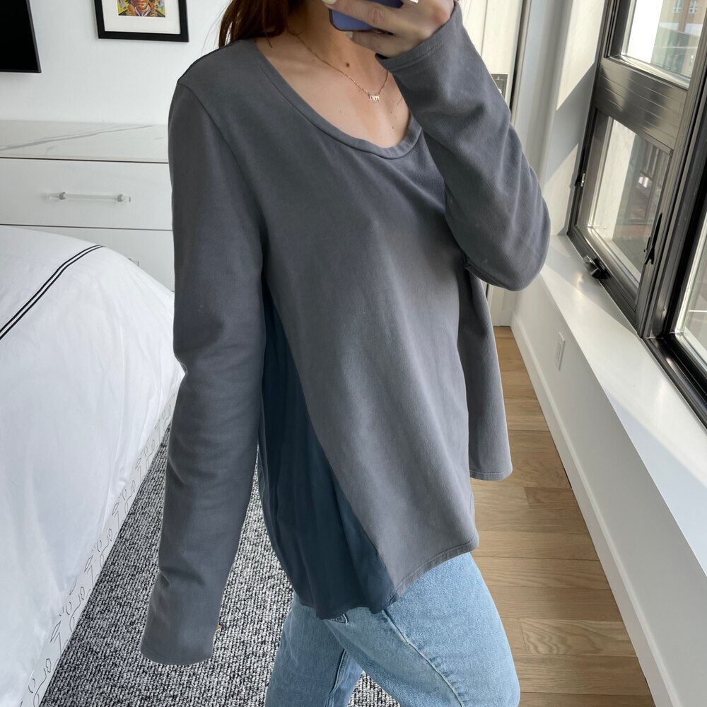 La Vi by Sam & Lavi Scoop Neck Pullover Top Gray Small - Picture 4 of 5